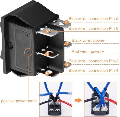 مفتاح الروك 6 دبوس 3 أوضاع تشغيل/إيقاف/تشغيل مؤقت تبديل قطبية مفتاح عكسي تيار مستمر 12 فولت 10 أمبير للتحكم في المحرك تيار متردد 110 فولت-220 فولت DPDT زر هزاز للسيارة والقارب مع سلك، قطعتان in Kuwait