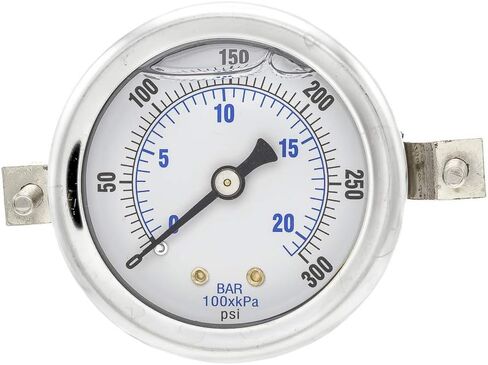 مقاييس PIC 203L-204H لوحة U-Clamp مثبتة على مقياس ضغط مملوء بالغليسيرين مع حافظة/إطار SS، أجزاء داخلية من النحاس، عدسة PC، قرص 2 بوصة، نطاق 0/300 رطل لكل بوصة مربعة، 1/4 بوصة ذكر NPT in Kuwait
