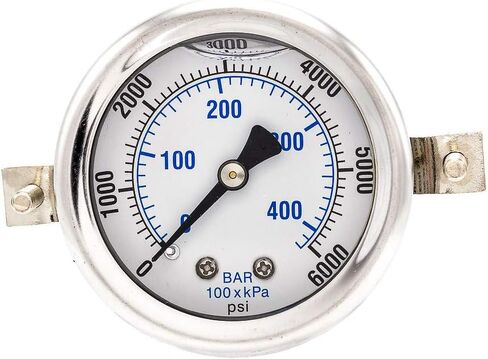 مقاييس PIC 203L-204H لوحة U-Clamp مثبتة على مقياس ضغط مملوء بالغليسيرين مع حافظة/إطار SS، أجزاء داخلية من النحاس، عدسة PC، قرص 2 بوصة، نطاق 0/300 رطل لكل بوصة مربعة، 1/4 بوصة ذكر NPT in Kuwait