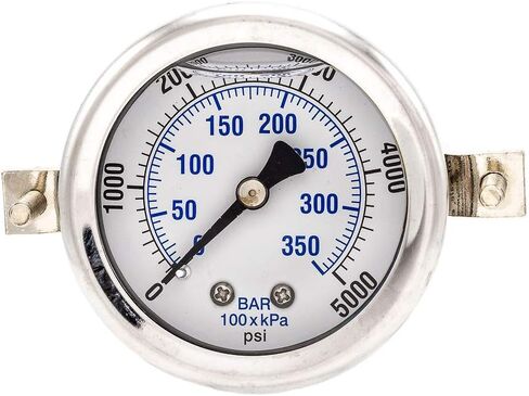 مقاييس PIC 203L-204H لوحة U-Clamp مثبتة على مقياس ضغط مملوء بالغليسيرين مع حافظة/إطار SS، أجزاء داخلية من النحاس، عدسة PC، قرص 2 بوصة، نطاق 0/300 رطل لكل بوصة مربعة، 1/4 بوصة ذكر NPT in Kuwait
