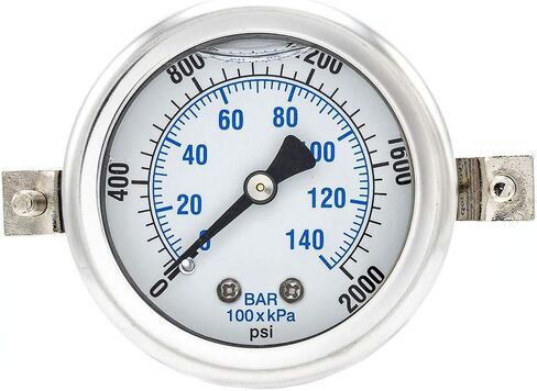 مقاييس PIC 203L-204H لوحة U-Clamp مثبتة على مقياس ضغط مملوء بالغليسيرين مع حافظة/إطار SS، أجزاء داخلية من النحاس، عدسة PC، قرص 2 بوصة، نطاق 0/300 رطل لكل بوصة مربعة، 1/4 بوصة ذكر NPT in Kuwait