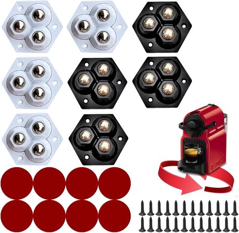 Self Adhesive Caster Wheels 8Pcs - Stainless Steel Ball Bearings | 360 Degree Swivel Wheels for Kitchen Appliances, Small Furniture, Storage Boxes, and Trash Bins futi-01 (Suit-8) in Kuwait