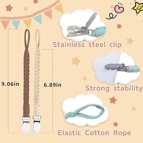 Pacifier Clip, Pacifier Holder Braided Pacifier Clips for Boys 100% Handmade Baby Pacifier Holder Clip in Saudi Arabia