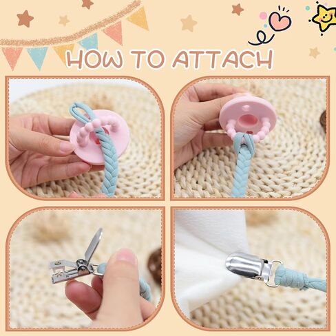 Pacifier Clip, Pacifier Holder Braided Pacifier Clips for Boys 100% Handmade Baby Pacifier Holder Clip in Saudi Arabia