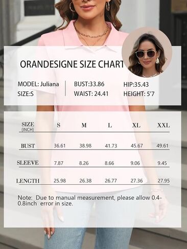 قمصان بولو نسائية بأكمام قصيرة من ORANDESIGNE صيفية بياقة بأزرار سفلية وتي شيرتات فضفاضة كاجوال كاكي in Kuwait