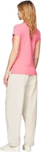 TOMMY HILFIGER Women's Slim Fit Stretch Cotton Mesh Polo Shirt, GlamourPink, S in Saudi Arabia
