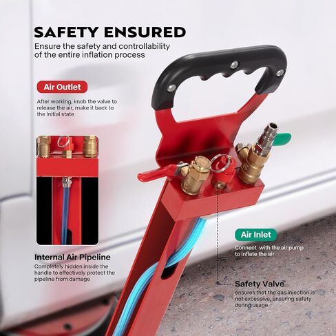 SPECSTAR 3 Ton Air Bag Jack with Wheels, 6600lbs Pneumatic Car Jack with Adjustable Long Handle, Lift Range 5.3 Inch to 15.8 Inch, 3-5S Fast Lifting, Red in Saudi Arabia