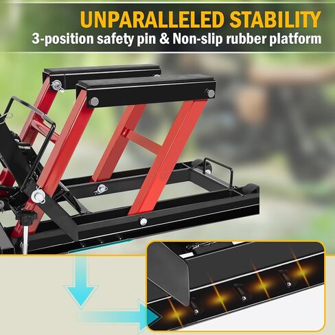 رافعة هيدروليكية للدراجات النارية، رافعة مقصية ATV بقدرة 1500 رطل، حامل رافعة دراجة نارية محمول مع 4 عجلات، حامل رافعة هيدروليكي يعمل بالقدم، طاولة رفع للدراجات النارية لـ ATV UTV in Kuwait