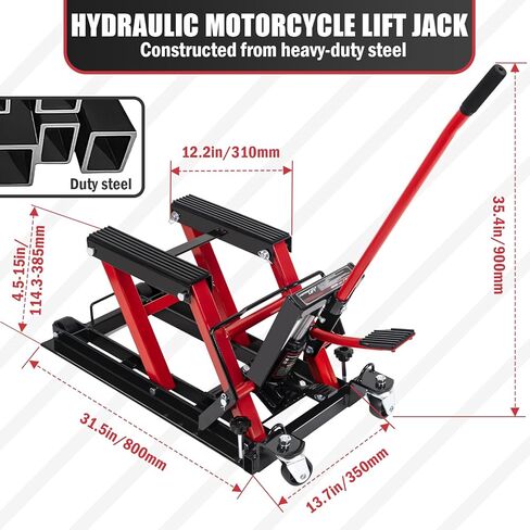 رافعة هيدروليكية للدراجات النارية، رافعة مقصية ATV بقدرة 1500 رطل، حامل رافعة دراجة نارية محمول مع 4 عجلات، حامل رافعة هيدروليكي يعمل بالقدم، طاولة رفع للدراجات النارية لـ ATV UTV in Kuwait