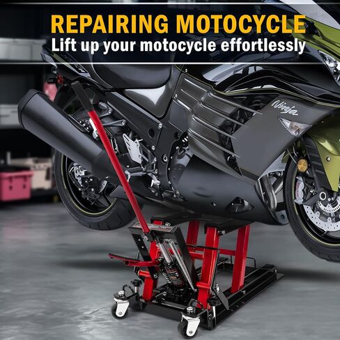 رافعة هيدروليكية للدراجات النارية، رافعة مقصية ATV بقدرة 1500 رطل، حامل رافعة دراجة نارية محمول مع 4 عجلات، حامل رافعة هيدروليكي يعمل بالقدم، طاولة رفع للدراجات النارية لـ ATV UTV in Kuwait