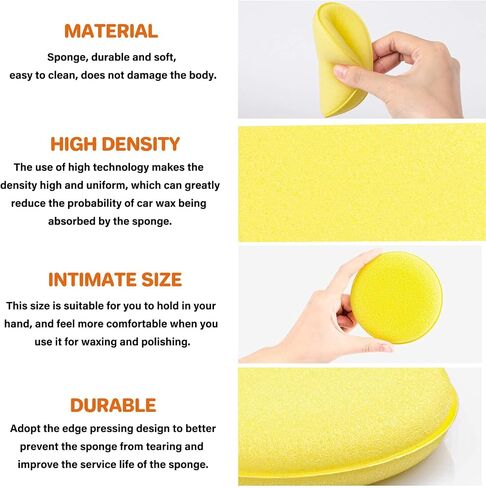 PSLER 36 Pack Foam Applicator Pads - Foam Car Wax Applicator Pad Detailing Round 4 inch Polishing Sponges for Car Wax Applicator Pad -Yellow in Saudi Arabia
