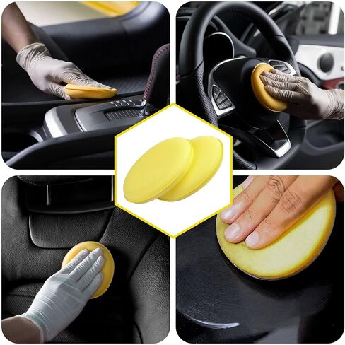 PSLER 36 Pack Foam Applicator Pads - Foam Car Wax Applicator Pad Detailing Round 4 inch Polishing Sponges for Car Wax Applicator Pad -Yellow in Saudi Arabia