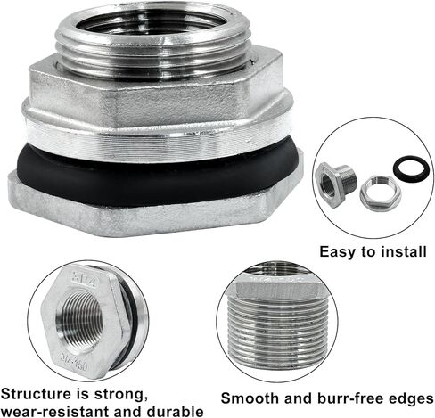 2 قطعة موصل خزان المياه الحاجز الفولاذ المقاوم للصدأ 3/4 بوصة تركيب الحاجز (الفضة) in Kuwait
