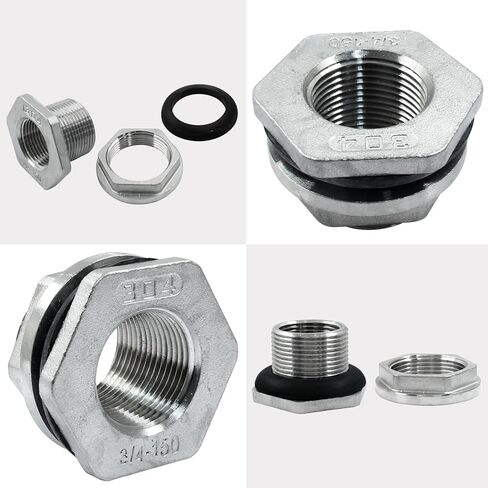 2 قطعة موصل خزان المياه الحاجز الفولاذ المقاوم للصدأ 3/4 بوصة تركيب الحاجز (الفضة) in Kuwait