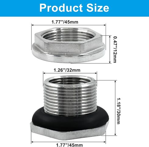 2 قطعة موصل خزان المياه الحاجز الفولاذ المقاوم للصدأ 3/4 بوصة تركيب الحاجز (الفضة) in Kuwait