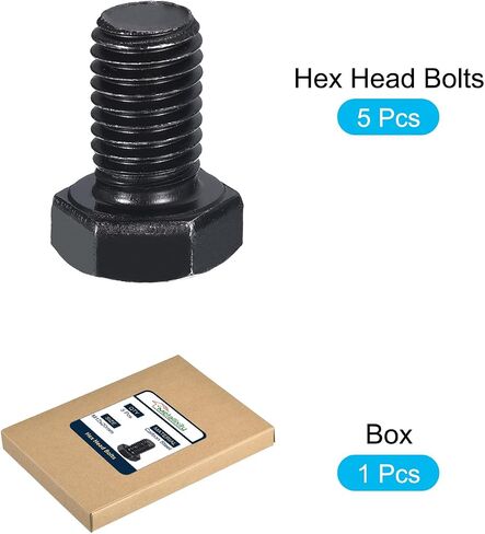 Hex Bolts (M12-1.25x35mm) 5Pcs, 8.8 Grade Carbon Steel Fully Threaded Black Oxide, Coarse Thread UNC Hex Head Screw Bolt - for Furniture Repair in Saudi Arabia