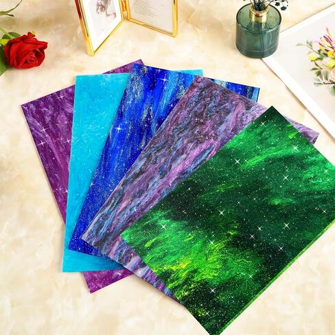Glitter Pearlescent Acrylic Sheet for Laser Cutting 12x8 Inch Sparkly Water Stream Pearl Plastic Sheet 1/8 Thickness Star Starry for Laser Engraving, Crafts,DIY Projects (12x8 Inch, Mixed Color, 1) in Saudi Arabia