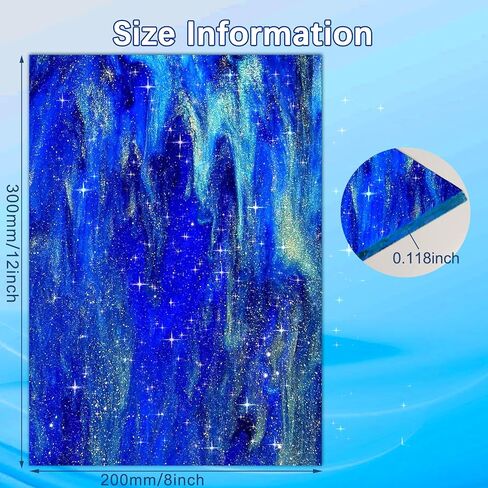 Glitter Pearlescent Acrylic Sheet for Laser Cutting 12x8 Inch Sparkly Water Stream Pearl Plastic Sheet 1/8 Thickness Star Starry for Laser Engraving, Crafts,DIY Projects (12x8 Inch, Mixed Color, 1) in Saudi Arabia