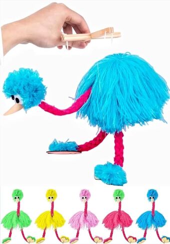 （3 Days Local Delivery） Ostrich Marionette Puppet,Ostrich String Puppet，Exercise Hand-Brain Balance，Marionette Puppets，Exercise Children's Coordination Ability (Blue Ostrich) in Saudi Arabia