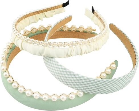 7pc Headbands for Women Girls Headbands Set, Non Slip Floral Headbands Padded Headbands Cute Pearl Headband for Girls Vintage Wide Headband in Kuwait