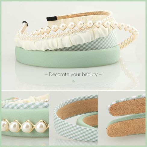 7pc Headbands for Women Girls Headbands Set, Non Slip Floral Headbands Padded Headbands Cute Pearl Headband for Girls Vintage Wide Headband in Kuwait