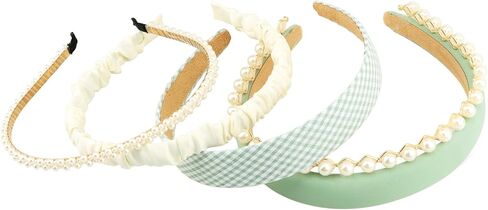 7pc Headbands for Women Girls Headbands Set, Non Slip Floral Headbands Padded Headbands Cute Pearl Headband for Girls Vintage Wide Headband in Kuwait