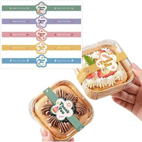 7.9 inch Long Thank You Stickers Small Busines 150 Pcs Cute Flower Shaped Have A Nice Day Self-Adhesive Sealing Baking Labels Handmade Food Tamper-Proof Bakery Sticker for Baked Goods Packaging in Kuwait