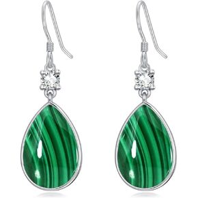 أقراط متدلية على شكل دمعة للنساء، 925 من الفضة الإسترلينية الفيروز/العقيق/العقيق الأسود/العقيق الأحمر/صدفة أذن البحر/الملكيت/اللازورد/حجر عين النمر/حجر القمر قطرة الماء على شكل قطرة ماء متدلية أقراط متدلية هدية للنساء الأم in Kuwait