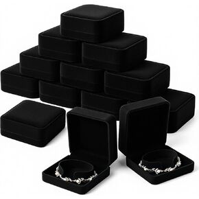 12Pcs Velvet Bracelet Gift Box Bulk, Classic Black Bracelet Pendant Necklace Gift Box Case for Jewelry Storage Display Case for Christmas Wedding Engagement Birthday Anniversary in Kuwait