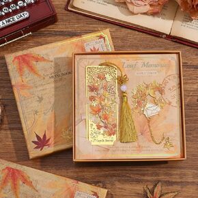 2pcs Bookmark Maple Leaf Theme Elegant Natural Book Marks Set with Tassel, Cute Bookmarks for Writers, Kids, Teens, Men Readers, Reading Accessories Gifts for Book Lovers in Kuwait