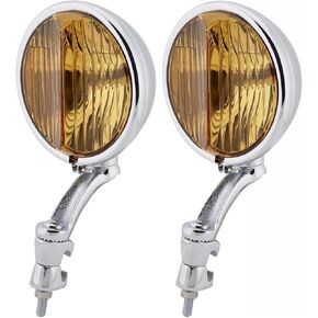Speedway Motors Passenger Car Fog Lamps with Bracket, Amber Pair, Stainless Steel Housing, Quartz Halogen Cat Eye Lens, Universal Ball & Cup Adjustable Mount Kit in Kuwait