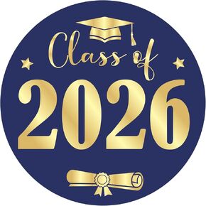 Graduation Stickers Class of 2026 Gold Foil Graduation Cap Stickers 1.75 Inch 60PCS Grad Sticker Round Congrats Graduate Labels for Envelope Seals Cards Announcements Party Favors (Gold) in Kuwait