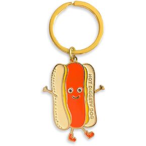Hot Dog Keychain – Cute Happy Enamel Hot Diggety Dog Charm for Bag, Purse, Backpack – Sturdy Gold Metal Key Chain – Gift or Party Favor for Birthday, Baseball Fan, Camper, Foodie – USA Small Business in Kuwait