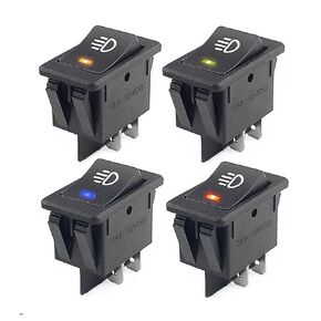 Car Auto Fog Light Rocker Toggle Switch B35 DC 12V 35A 4Pins LED Dashboard LED Color Red Green Amber Blue White (Color : Red) in Saudi Arabia