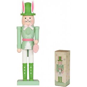 Easter Bunny Nutcracker Decoration, 12-Inch Wooden Tabletop Spring Decor for Mantel, Shelf & Entryway, Giftable Holiday Decoration, Yellow in Kuwait