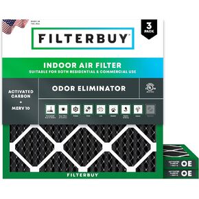 فلتر هواء Filterbuy 12x18x1 MERV 10 دفاع عن الروائح والحساسية مع الكربون المنشط (3 عبوات)، استبدال فلاتر فرن HVAC المطوي الكهروستاتيكي (الحجم الفعلي: 11.50 × 17.50 × 0.75) in Kuwait