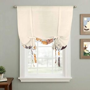 Cartoon Cat Tie Up Curtains for Window, Modern Simple Funny Cute Animals Art Thermal Insulated Balloon Shade Adjustable Rod Pocket Curtains Valance Panels for Kitchen Bathroom Café 52'' x 63'' in Saudi Arabia