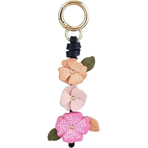 Cute Leather Flower Bag Charm for Women, Sweet Floral Keychain Car Hanging Keyring Purse Charm Decoration in Kuwait