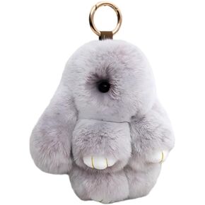 Bunny Fur Rex Rabbit Pompom Ball Doll Pendant Keychain Car Handbag Keyring in Saudi Arabia
