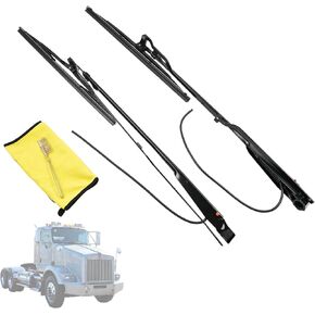 1 Pair Front Windshield Wiper Arm & 15" Blade Kit GS3383 GS3382 Compatible With Kenworth T300 T400 T450 T600 T800 W900 1993-2008 Replace HLK7002 HLK7001 in Kuwait
