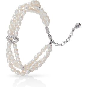 S925 Sterling Silver Four-pointed Star Pearl Bracelets for Women, 8.27 Inch Lucky Freshwater Cultured Pearl Bracelets, Non Tarnish and Hypoallergenic Suitable for Everyday Wear, Perfect Jewelry Gift for Women in Saudi Arabia