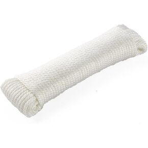 ARISKEY حبل بوليستر داكرون أبيض 1/4 بوصة 100 قدم سلك مضفر صلب مقاوم للأشعة فوق البنفسجية متعدد الأغراض سلك خارجي متين للتخييم حبل الغسيل خط العلم مشاريع DIY والمزيد in Kuwait