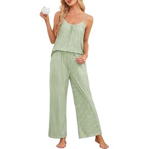 Sexy Pajamas for Women Set Striped Sleeveless Tank Top Pj Pants Soft Summer 2 Piece Lounge Set with Pockets in Kuwait