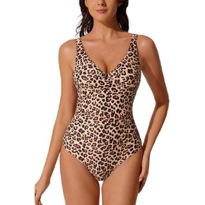 RXRXCOCO Women Tummy Control One Piece Swimsuits Ruched Underwire Criss Cross Push Up V Neck Slimming Bathing Suit Swimwear in Kuwait