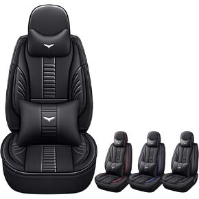 مجموعة كاملة من أغطية مقاعد السيارات ذات المقاس العالمي تناسب Acura TSX 2004-2014، مجموعات داخلية للسيارات من جلد البولي يوريثان مع مسند رأس ووسادة خلفية بخط أسود وأزرق in Kuwait