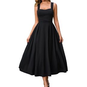 Womens Summer Midi Dress Wedding Guest Dresses for Women Criss Cross Back Flowy A Line Casual Sundress in Kuwait