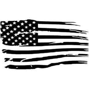 Distressed American Flag Vinyl Decal 5.5 X 3.25 inch Matte Black Old Glory Grunge Look Patriotic Car Truck Hood Wall Window Toolbox Bumper Sticker in Saudi Arabia