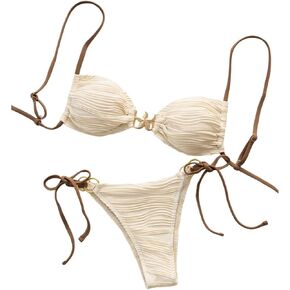 MakeMeChic Women's 2 Piece Bikini Set Starfish Ring Linked Tie Side Thong Bathing Suit in Kuwait