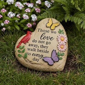 Memorial Stones for Loved Ones Outside with Cardinal Butterfly Flowers, Sympathy Gifts for Loss of Loved One Waterproof Resin Grave Decorations for Cemetery 10 inch in Saudi Arabia