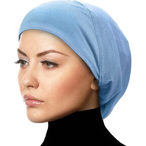 Middle Eastern Mall Women's Snood Cap Cotton Beanie Large Hijab Chemo Undercap (Winter Blue) in Kuwait
